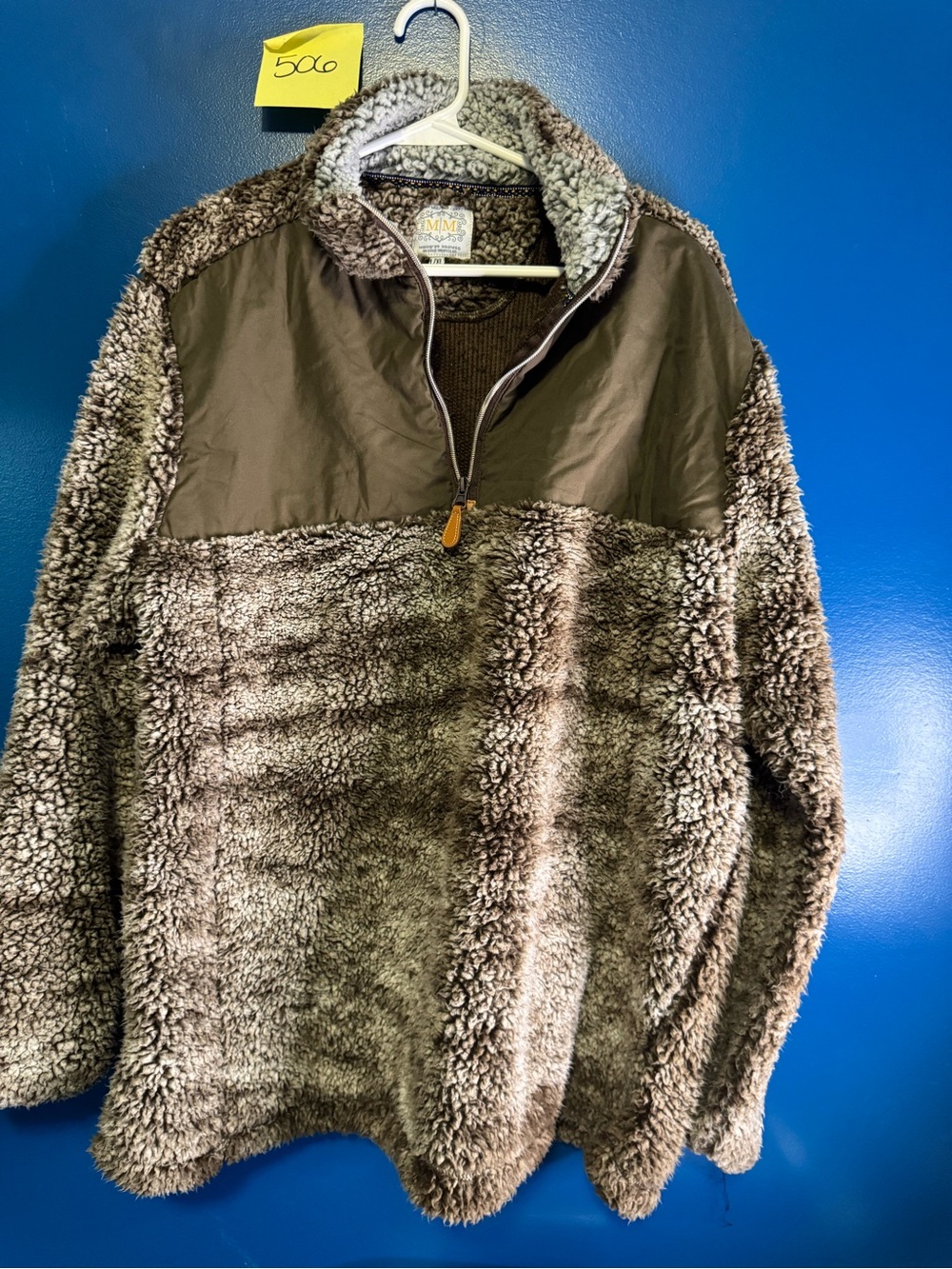 MM Vintage Inspired Sherpa Quarter‑Zip Pullover - Brown